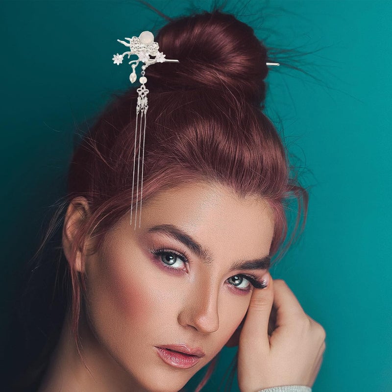Ancient Chinese Hair Pin Stick with Tassel Handmade Flower Hair Stick for Traditional Costume and Hanfu for Women - Image 5