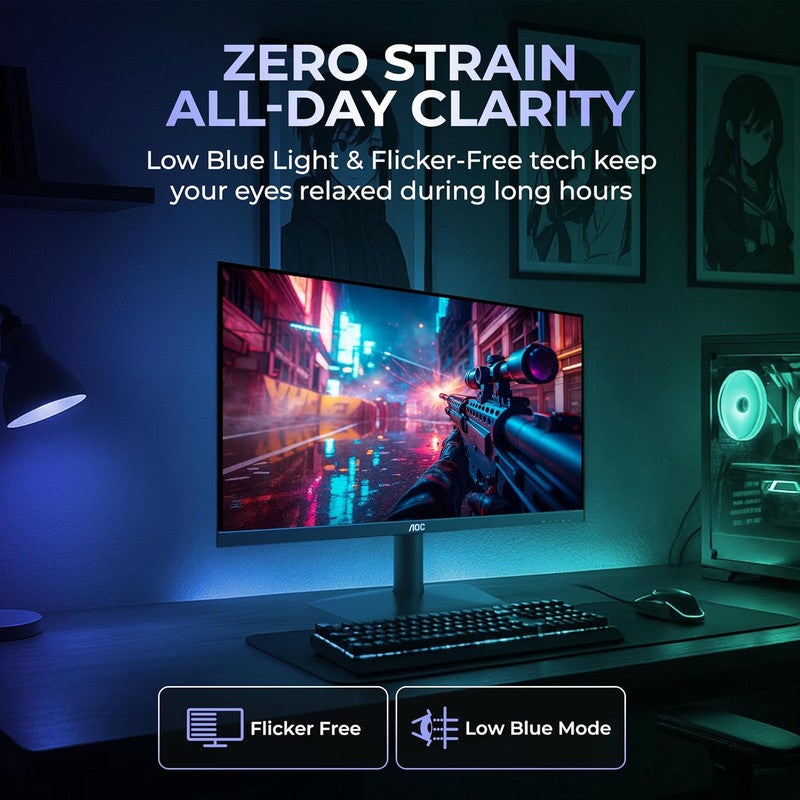 AOC 21.45-Inch Gaming Monitor, Full HD IPS, 120Hz Refresh Rate, 1ms MPRT, Adaptive Sync, 3-Sided Frameless, Low Blue Light, HDMI & VGA | 22B15H2 black - Image 4