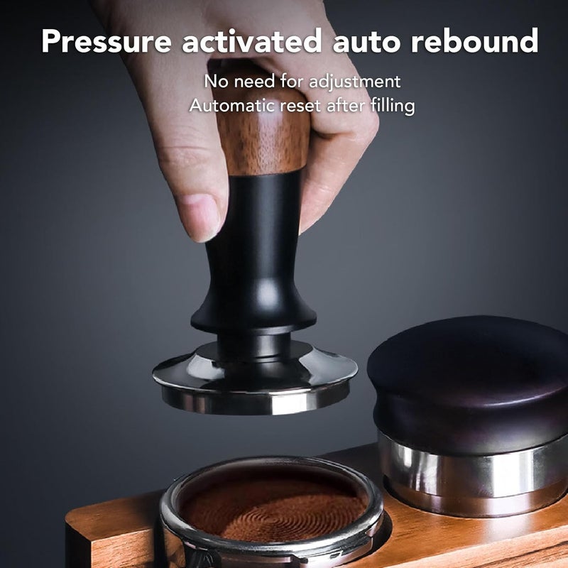 Dpofirs 51mm 58mm Espresso Tamper, Spring Loaded Coffee Tamper, Calibrated Coffee Tamper, Walnut Wooden Handle, Stainless Steel Base, Coffee Hand Tamper, for Coffee Making (51mm / 2.01in) - Image 5