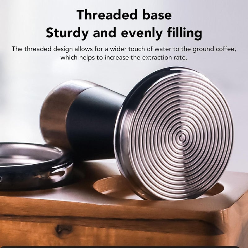 Dpofirs 51mm 58mm Espresso Tamper, Spring Loaded Coffee Tamper, Calibrated Coffee Tamper, Walnut Wooden Handle, Stainless Steel Base, Coffee Hand Tamper, for Coffee Making (51mm / 2.01in) - Image 3
