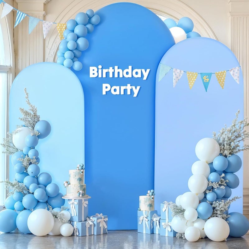 Suppromo Blue Arch Backdrop Cover Set of 3-6.6ft, 7.2ft, 8ft Arch Covers Stretchy Backdrop Spandex Arch Stand Covers for Birthday Party Baby Shower Wedding Bridal Shower Banquet Photo Background Decorations - Image 2