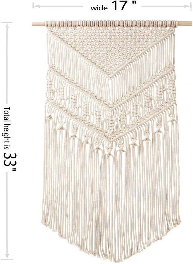 pepme Cotton Beautiful Triangle Border Macrame Wall Hanging Woven Tapestry Boho Chic Wall Decor for Apartment, Living Room Home Decoration (Ivory, 17x33) - Image 4