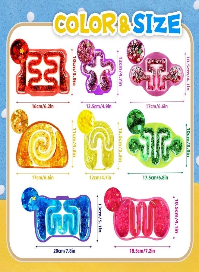 Western Mountains 8 Pack Squeeze Fidget Toys for Kids,Squishy Sensory Tube with Maze Bead,Colorful Goo,Glitter Sequins,Stress Anxiety Relief Calming Toys for Easter Basket Stuffers Classroom Prizes - Image 2