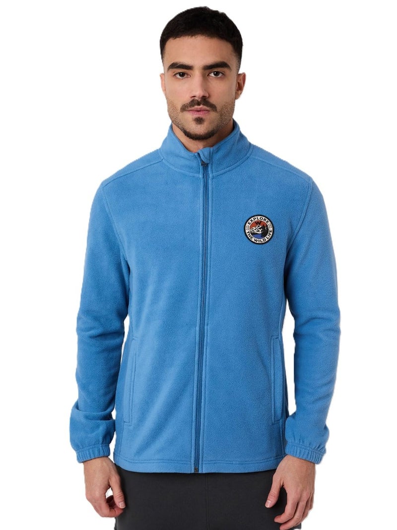 Wildcraft Men Sierra Solid Nylon Blend Collored Casual Fleece Jacket, Full Sleeve - Regular fit, Dusty Blue, XL - Image 1