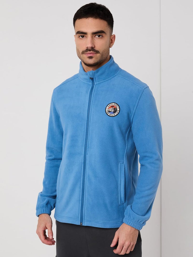 Wildcraft Men Sierra Solid Nylon Blend Collored Casual Fleece Jacket, Full Sleeve - Regular fit, Dusty Blue, XL - Image 2