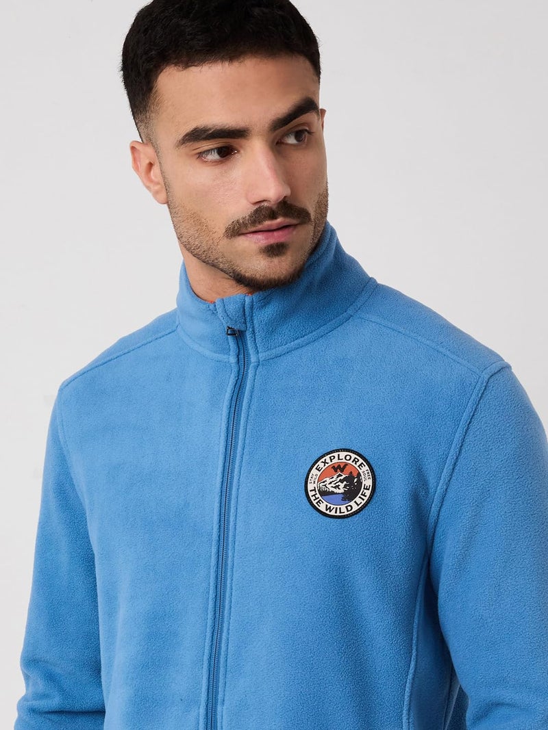 Wildcraft Men Sierra Solid Nylon Blend Collored Casual Fleece Jacket, Full Sleeve - Regular fit, Dusty Blue, XL - Image 4