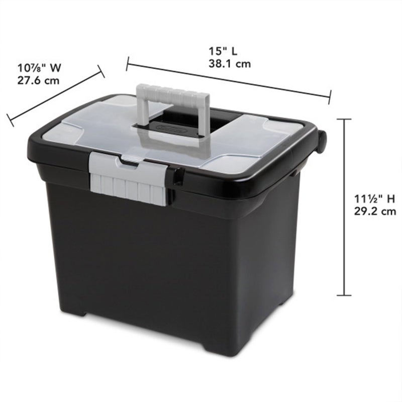 Sterilite 4-Pack Portable File Box, Stackable Container for Letter Hanging Folders, Black - Paper Document Plastic Storage Organizer with Latching Lid for Home, Office, and Dorm Organization - Image 2