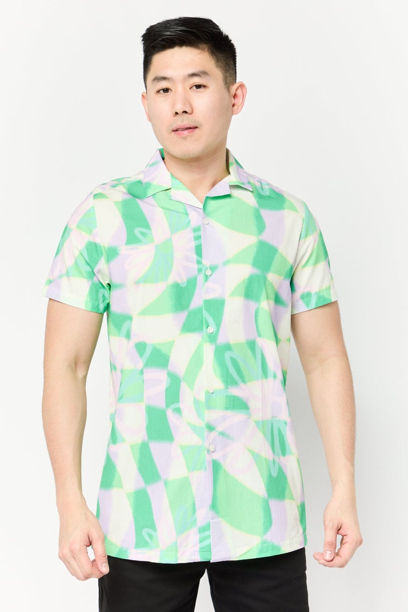 Asos Design Men Regular Fit Short Sleeve Yarn Dye Casual Shirt, Multicolor - Image 1