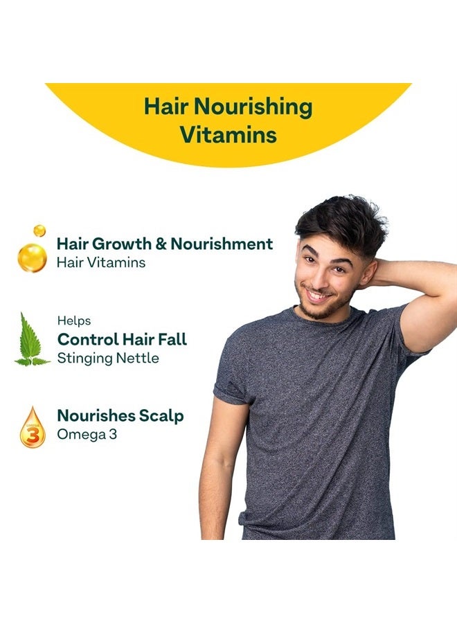 OZiva Plant Based Hair Vitamins | Hair Vitamins for Hair Growth & Better Hair Health (with Omega-3, Biotin & Vitamin E for Hair), Certified Clean & Vegan, 60 Capsules - Image 3