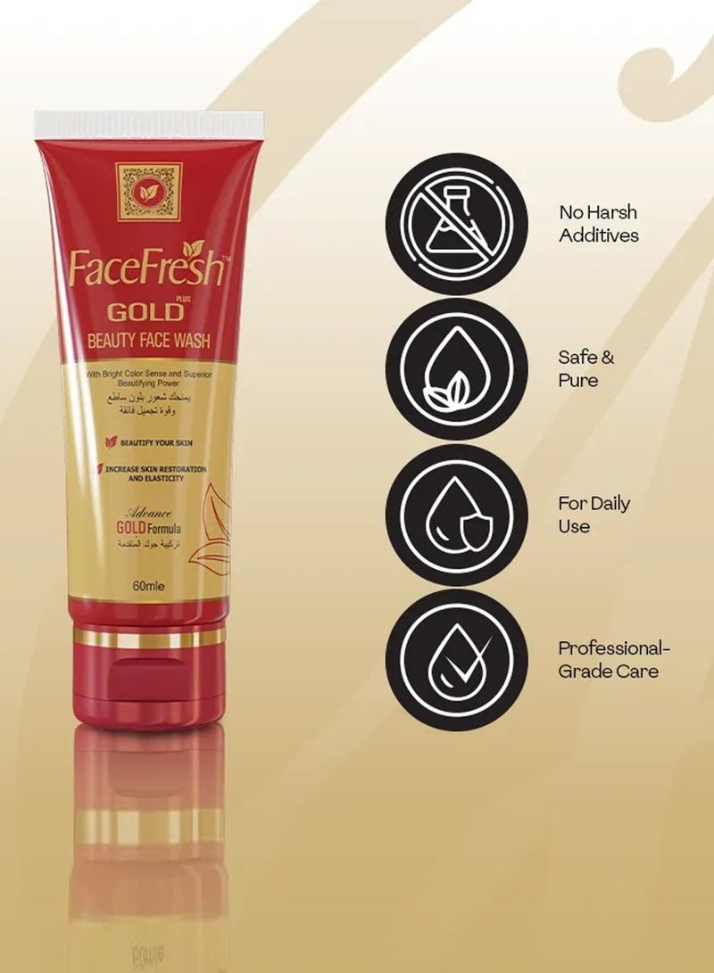 Face Fresh Set of 3 Gold Plus Beauty Face Wash - Helps Unclog Pores and Prevents Acne Breakouts, Face Wash for All Skin Types 60ml - Image 4