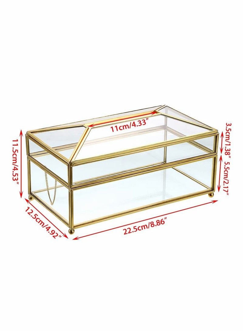 Y&D Rectangular Clear Glass Paper Tissue Box, Decorative Napkin Storage Box  - Image 3