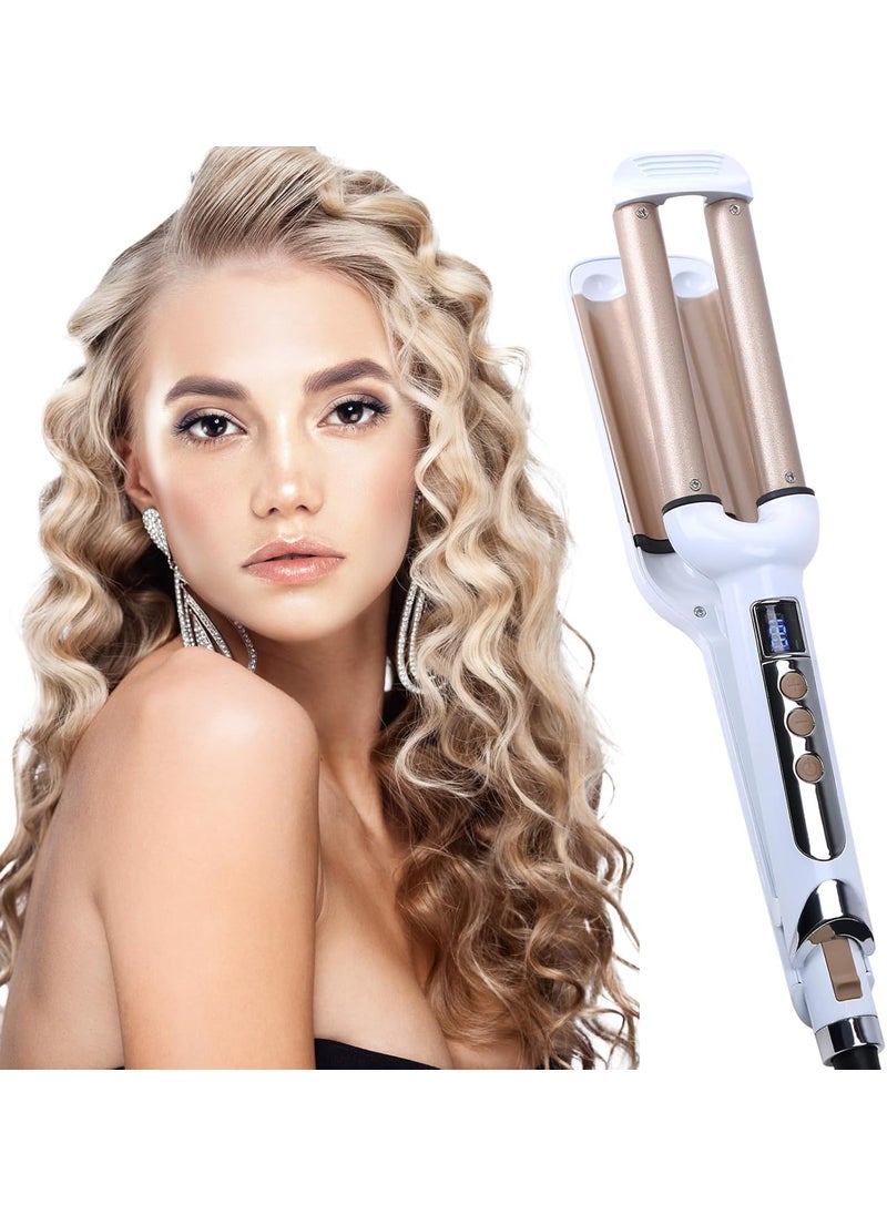 Mannice Crimper Hair Iron Ceramic Hair Crimper Hair Waver 3 Barrel Curling Iron 06 inch  16mm Perm Instant CurlsHair Crimper and Wavers Valentines Mothers Day Gifts for Women Champagne 
