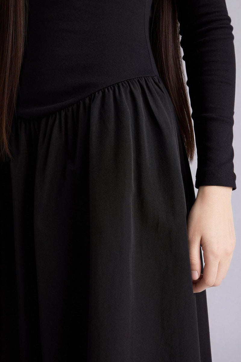 ديفاكتو فستان ميدي كم طويل بوبلين بياقة عريضة - Image 4