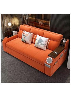AWD Modern Extendable 2 in 1 Sofa Bed with Side Pockets, Daybed with Bottom and Side Storage, USB Ports, Bluetooth, Speaker. Sofa Bed for Living Room Bedroom Small Spaces Home Furniture.  - Image 1