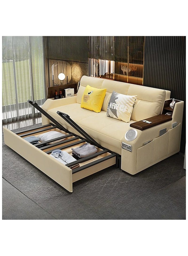 AWD Modern Extendable 2 in 1 Sofa Bed with Side Pockets, Daybed with Bottom and Side Storage, USB Ports, Bluetooth, Speaker. Sofa Bed for Living Room Bedroom Small Spaces Home Furniture. - Image 3