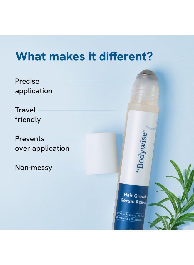 Be Bodywise Rosemary Hair Serum (Roll On) | 3% Redensyl, 2% Aminexil & 2% Anagain | Thicker & Stronger Hair | Prevents Hair Fall & Stimulates Follicles | For All Hair Types | 25ml - Image 5