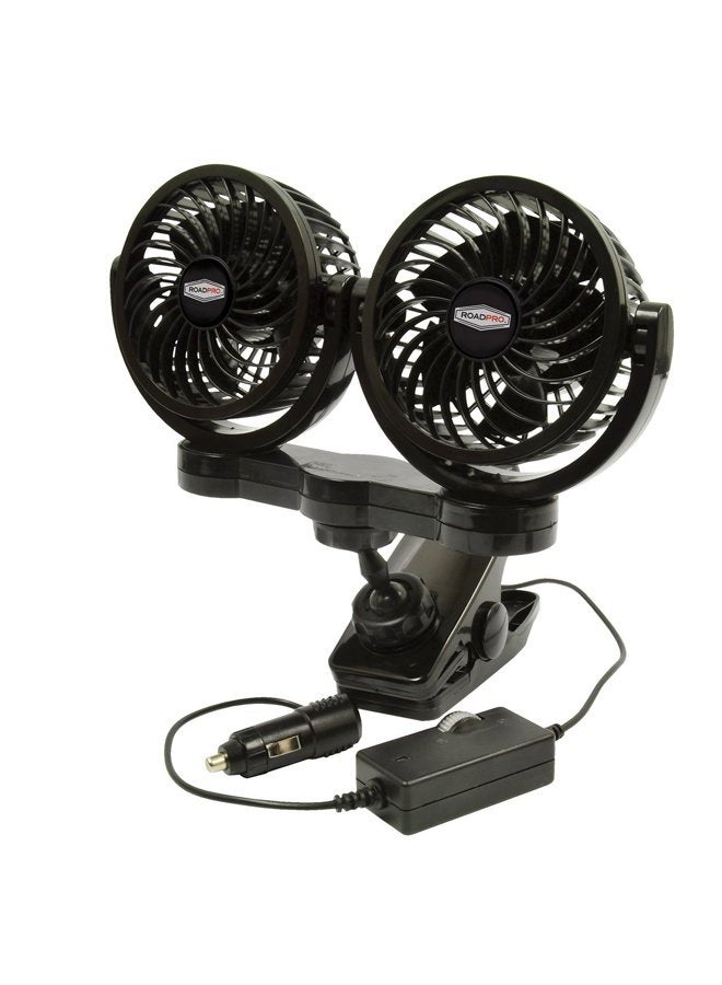 RoadPro RPSC8572 12-Volt Dual Fan with Mounting Clip, Black, 10X7X12  - Image 4