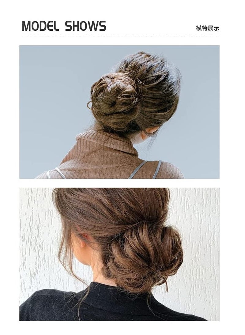 Estelle Messy Hair Bun Scrunchie with Elastic Rubber Band Ponytail Hair Extensions Updo Chignon Donut Ponytail Hairpiece Synthetic Tousled Hair for Women (Color #51P) - Image 3