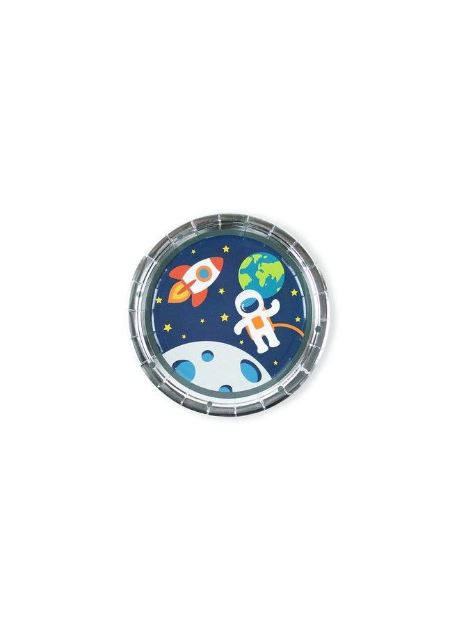 Merrilulu - Space Party Plates 12 Ct ; Paper Plates For Outer Space Party For Kids ; Tableware ; Rocket Ship Astronaut Planets Nasa - Image 1