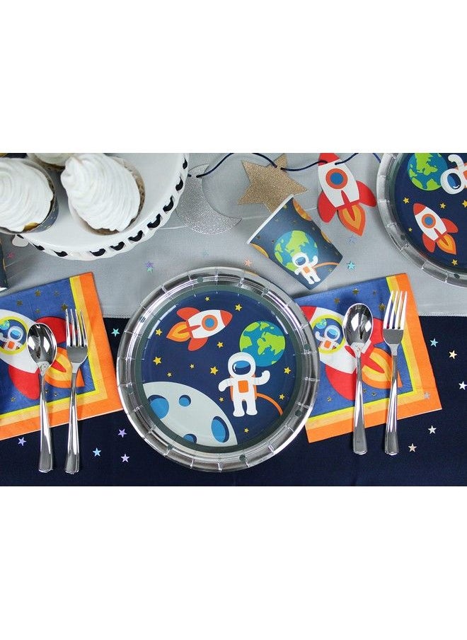Merrilulu - Space Party Plates 12 Ct ; Paper Plates For Outer Space Party For Kids ; Tableware ; Rocket Ship Astronaut Planets Nasa - Image 1