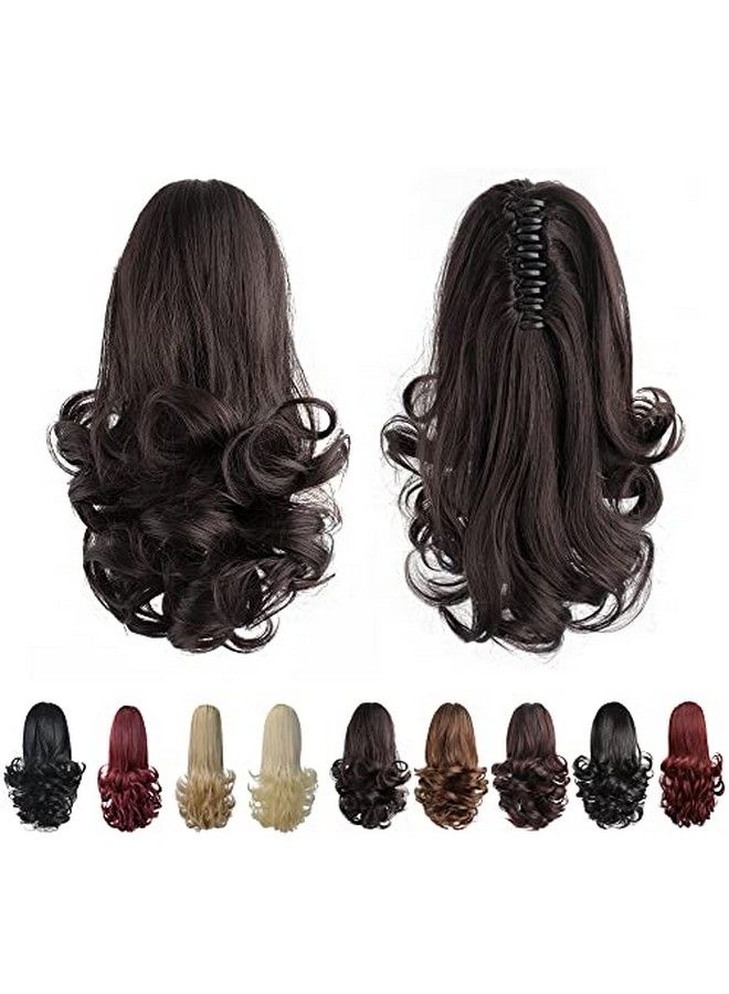 SYXLCYGG Dark Brown Ponytail ExtensionClaw Clip Ponytails 12In Curly 3.8 Oz Fake Hair Extensions Hair Pieces Wig Girl Synthetic Fluffy& Not Tangled - Image 3