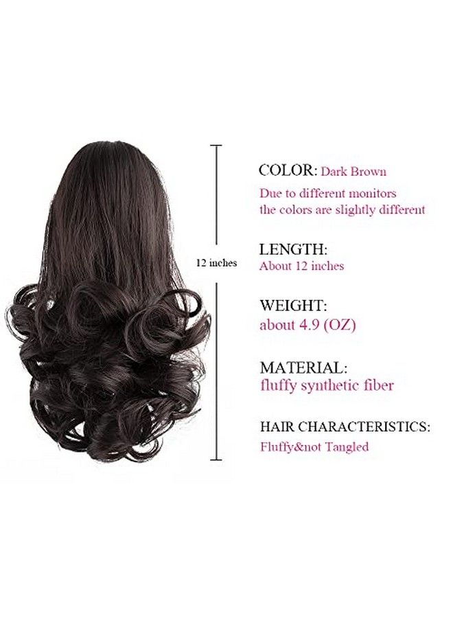 SYXLCYGG Dark Brown Ponytail ExtensionClaw Clip Ponytails 12In Curly 3.8 Oz Fake Hair Extensions Hair Pieces Wig Girl Synthetic Fluffy& Not Tangled - Image 5