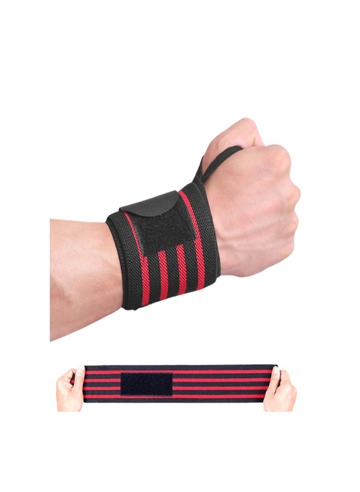 2-Piece wrist guard, fitness and sweat absorbing wrist strap (distinguishing left and right hands, 53 * 8cm, black and red) - Image 1
