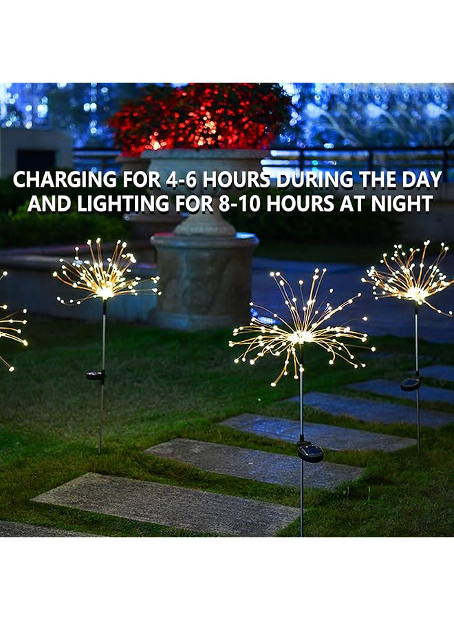 erorex 2 Pcs Solar Firework Light Outdoor Solar Garden Decorative Lights 120 Led Powered 40 Copper Wires String Diy Landscape Light For Walkway Pathway Backyard Decoration Parties Warm White - Image 3