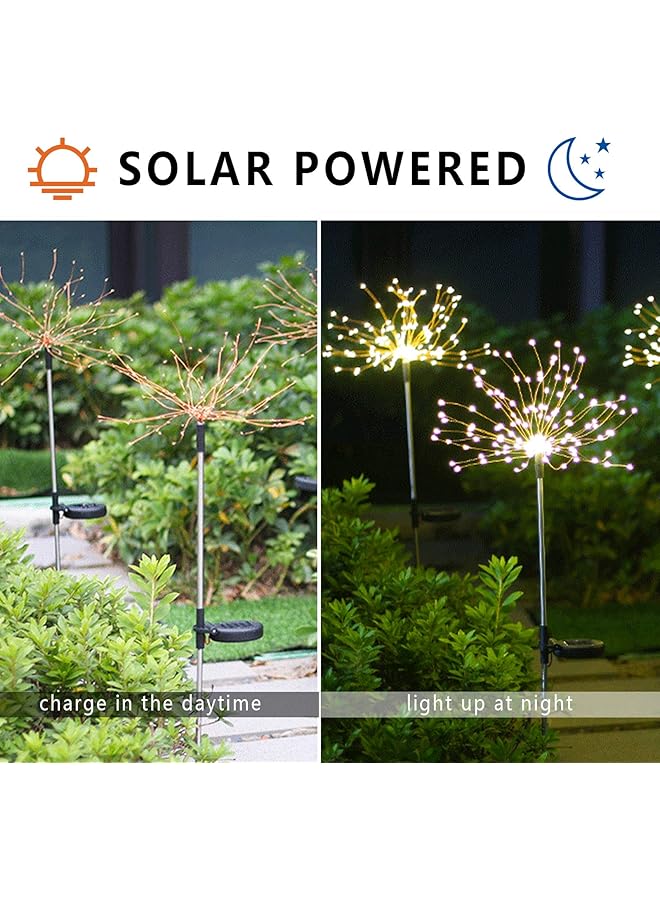 erorex 2 Pcs Solar Firework Light Outdoor Solar Garden Decorative Lights 120 Led Powered 40 Copper Wires String Diy Landscape Light For Walkway Pathway Backyard Decoration Parties Warm White - Image 2