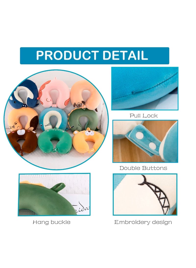 Excefore وسادة سفر كرتونية، وسادة عنق مريحة، وسادة سفر من فوم الذاكرة، مناسبة للطائرة، السيارة، القطار، الحافلة (وحيد القرن) - Image 3