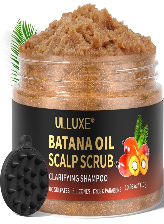 ulluxe Scalp Scrub, Batana Oil Scalp Exfoliator 2-in-1 Clarifying Shampoo with Rosemary Mint, Hair Care Scalp Cleanser for Itchy Oily Scalp, Removes Build Up & Dandruff, Includes Scalp Massager, 10.93 oz - Image 1