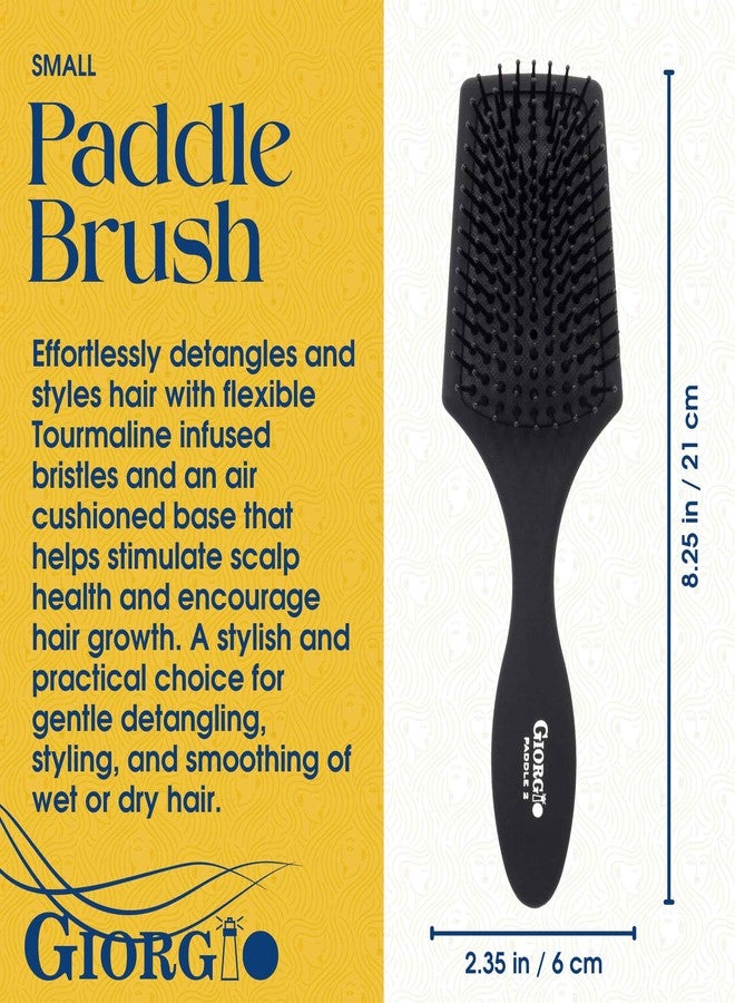 Giorgio Hair Brush Set - Black Paddle Brush with Tourmaline Ball Tip Bristles for Women, Men, Wet or Dry, Long, Thick, or Curly Hair - Image 4