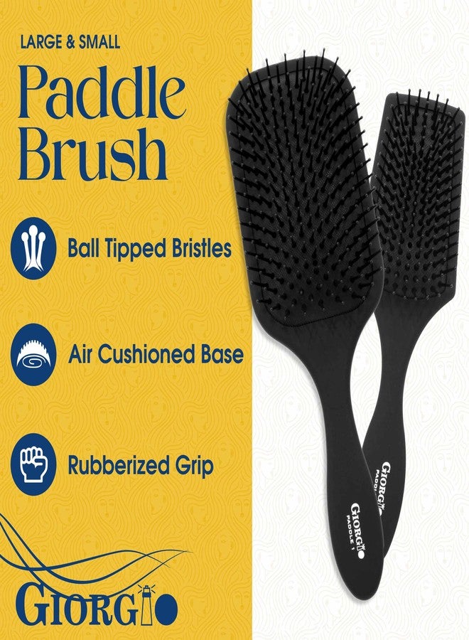 Giorgio Hair Brush Set - Black Paddle Brush with Tourmaline Ball Tip Bristles for Women, Men, Wet or Dry, Long, Thick, or Curly Hair - Image 2