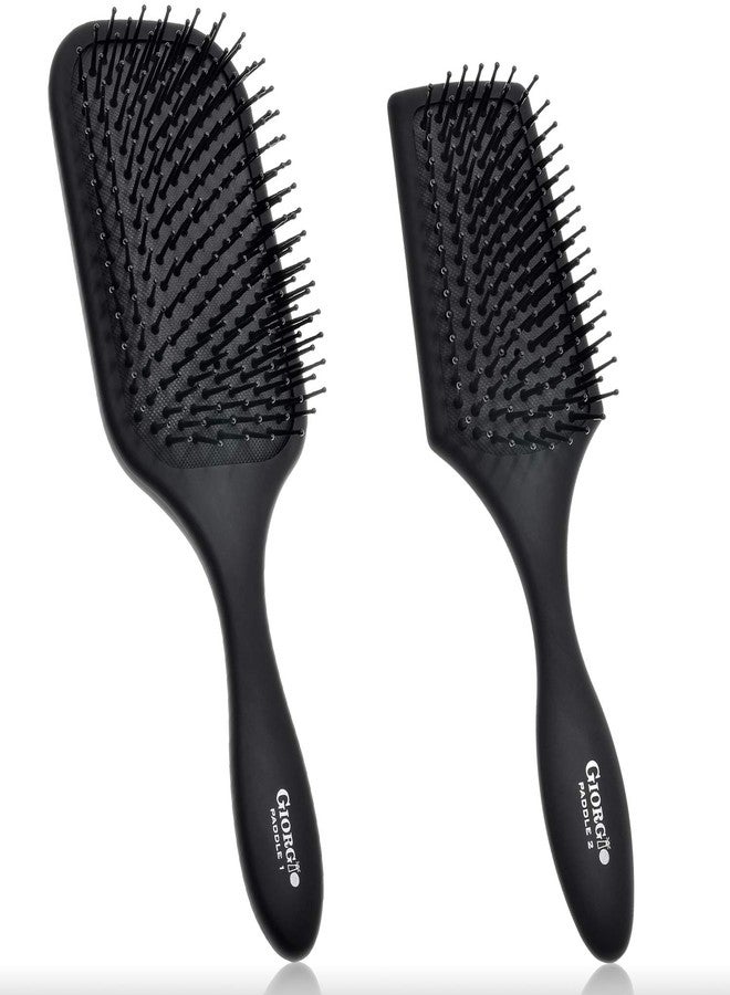 Giorgio Hair Brush Set - Black Paddle Brush with Tourmaline Ball Tip Bristles for Women, Men, Wet or Dry, Long, Thick, or Curly Hair - Image 1
