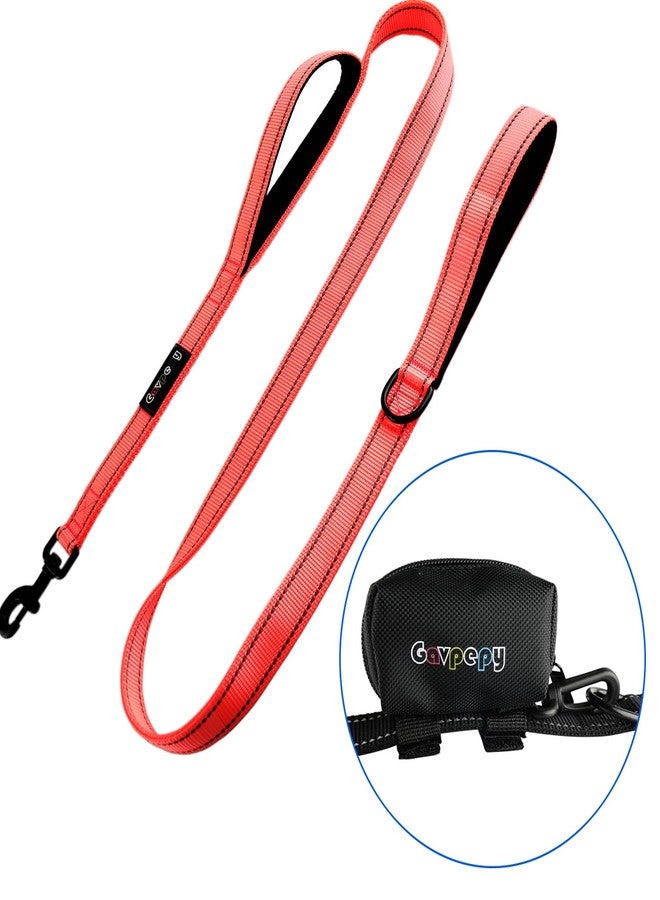 Gavpepy 3M Reflective Dog Leash 5ft 6ft Long with Traffic Padded Handle, Dog Training Leash Heavy Duty, Dog Poop Bag Dispenser (Pink, 5FT x 1" Wide (Include Poop Bag Dispenser)) - Image 1