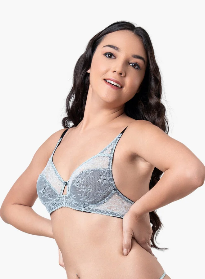Aadaraya Aadaraya Lace Detail Bra with Hook and Eye Closure