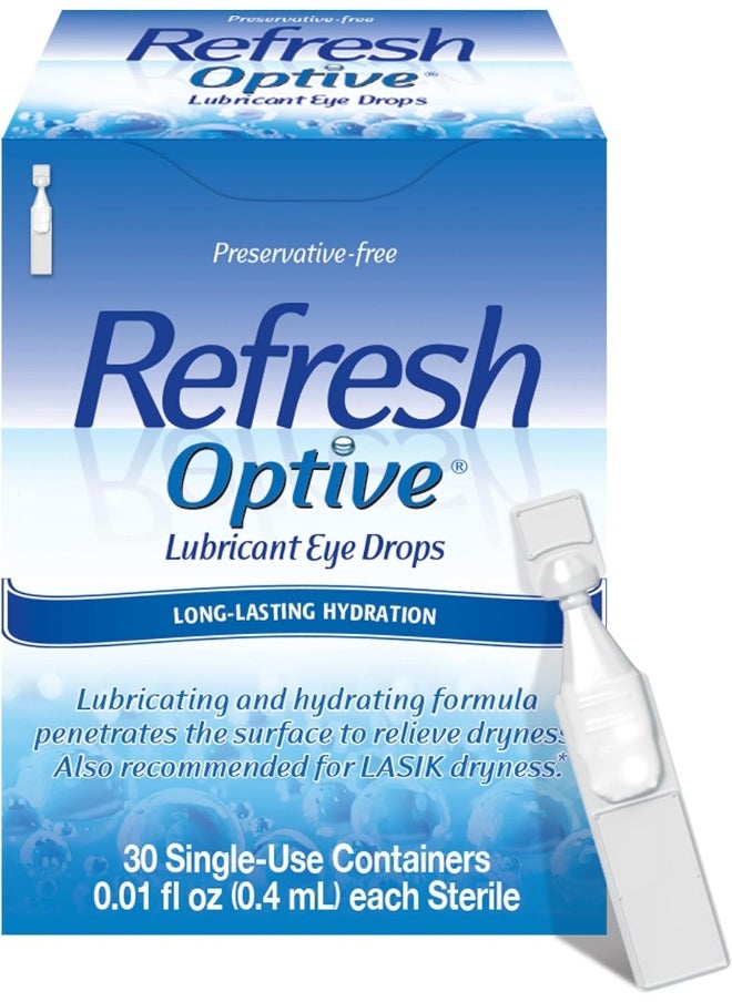 Allergan - Refresh Optive Lubricant Eye Drops Preservative-Free 0.01 Fl Oz Single-Use Containers 30 Count Packaging May Vary - Image 1