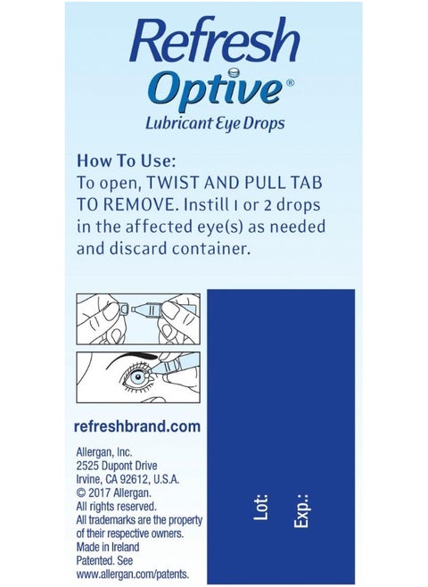 Refresh Optive Lubricant Eye Drops Preservative-Free 0.01 Fl Oz Single-Use Containers 30 Count Packaging May Vary
