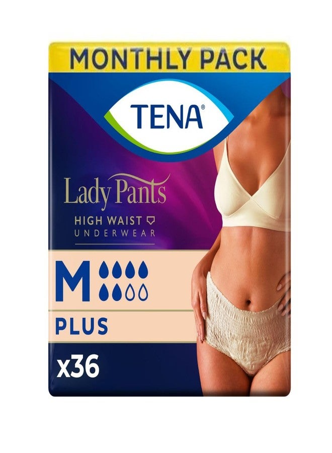 TENA Lady Plus Classic Style | Adult Diaper Pants type Medium Size (M) | Waist Size 30- 42 inch | 75-105cms| Incontinence Underwear | High Waist | Triple Protection from leaks, odour and moisture | 9 Units × 4 | 36 Units - Image 1