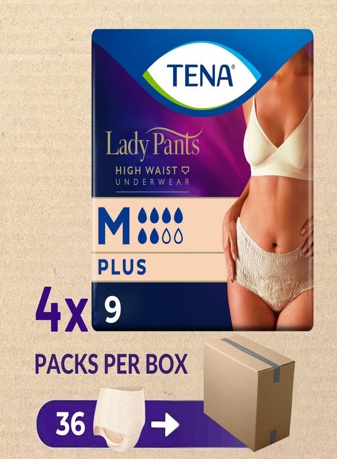TENA Lady Plus Classic Style | Adult Diaper Pants type Medium Size (M) | Waist Size 30- 42 inch | 75-105cms| Incontinence Underwear | High Waist | Triple Protection from leaks, odour and moisture | 9 Units × 4 | 36 Units - Image 2