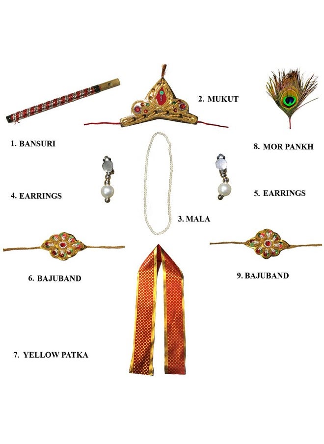 Kaku Fancy Dresses - Kaku Fancy Dresses Cotton Krishna Costume For Kids | Kids Krishna Dress For Janmashtami/Kanha/Krishnaleela/Mythological Character Krishna Fancy Dress Costume For Boys/Girls - Yellow (2-3 Years) - Image 1