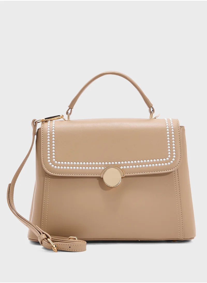ايلا Embroidered Panel Satchel Bag