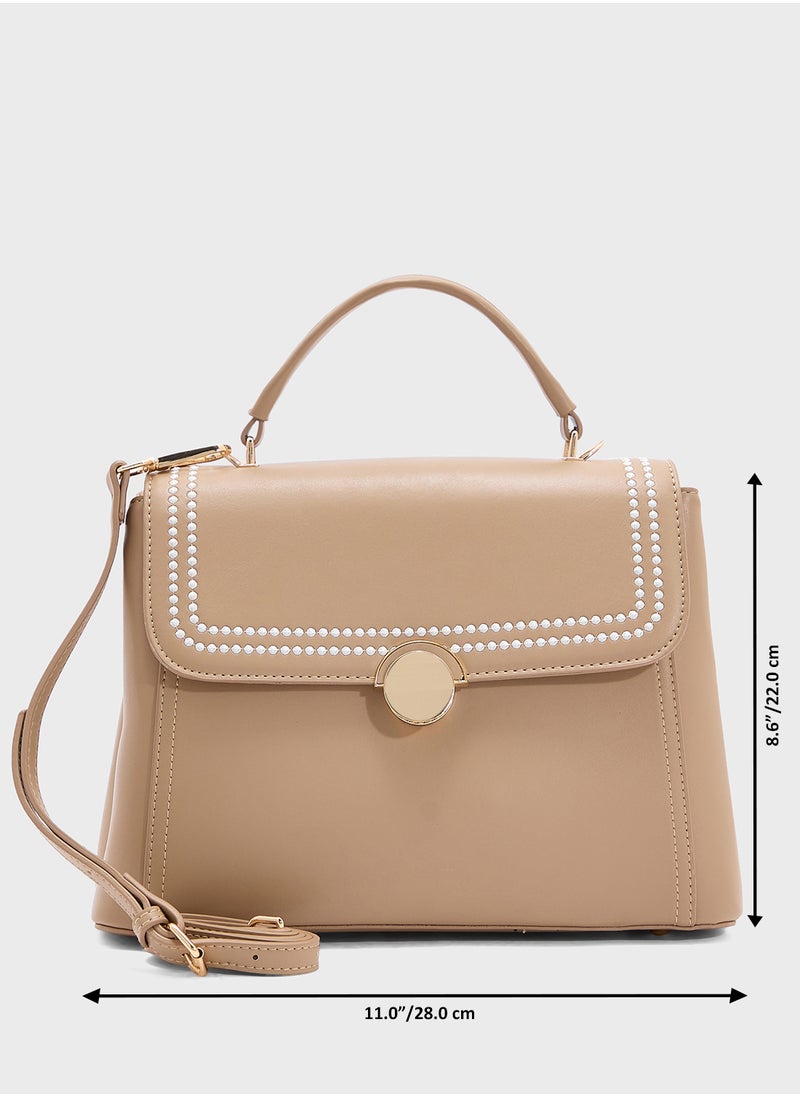 ELLA - Embroidered Panel Satchel Bag - Image 1