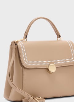 ELLA Embroidered Panel Satchel Bag  - Image 4
