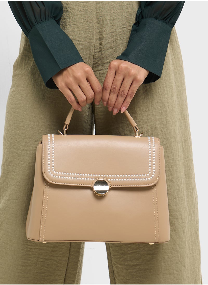 ELLA - Embroidered Panel Satchel Bag - Image 1