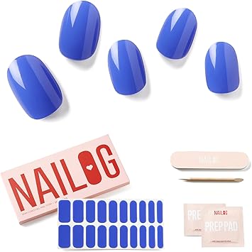NAILOG Semi Cured Gel Nail Strips Extra Long Nail Polish Strips 20 Pieces Long Lasting Semi Cured Nail Stickers with Soft Glossy Gel FinishVioletta - Image 1