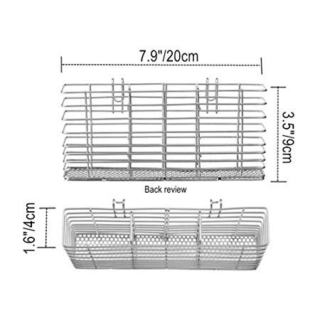 Slideep Cutlery Utensil Silverware Drying Rack, Flatware Storage Solution Basket with Hooks for Kitchen Dish Drainer Dish Drying Rack, RustProof 304 Stainless Steel - Image 4