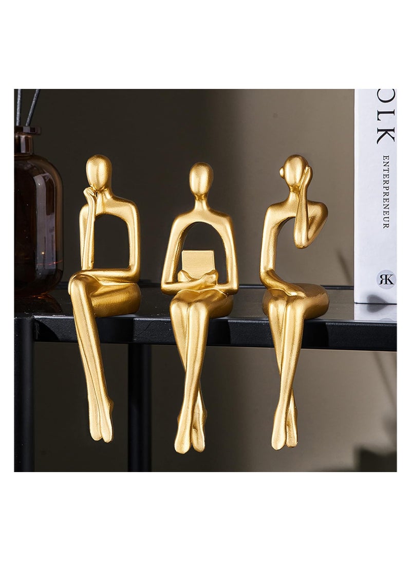 Dubkart Gold Statue Home Decorations for Living Room,Shelf Decor Modern Bookshelf Decor Figurines Desk Sculpture Table Decor 3 Piece - Image 3