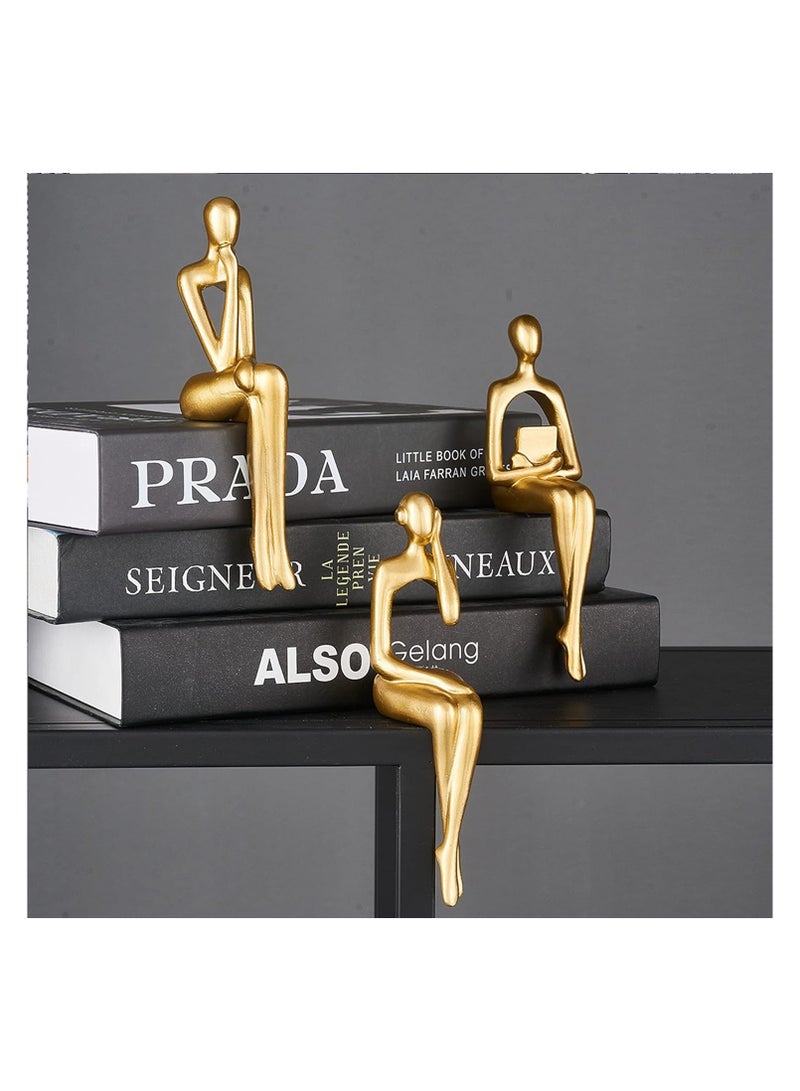 Dubkart Gold Statue Home Decorations for Living Room,Shelf Decor Modern Bookshelf Decor Figurines Desk Sculpture Table Decor 3 Piece - Image 5