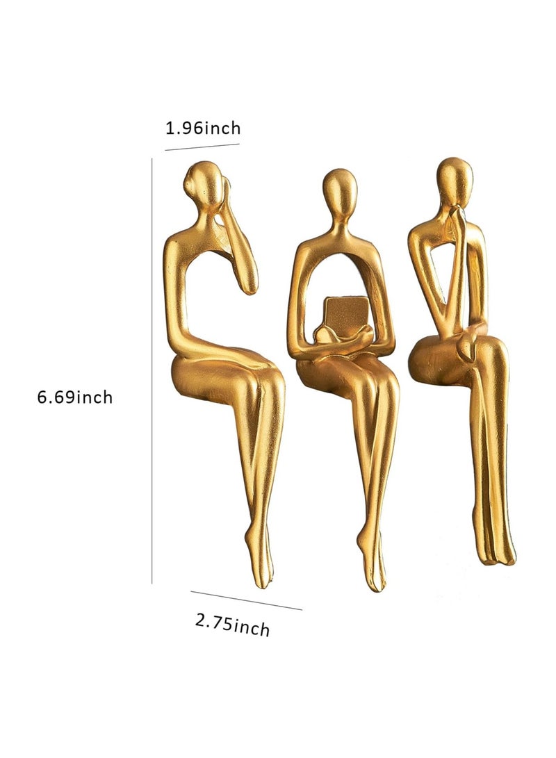 Dubkart Gold Statue Home Decorations for Living Room,Shelf Decor Modern Bookshelf Decor Figurines Desk Sculpture Table Decor 3 Piece - Image 2